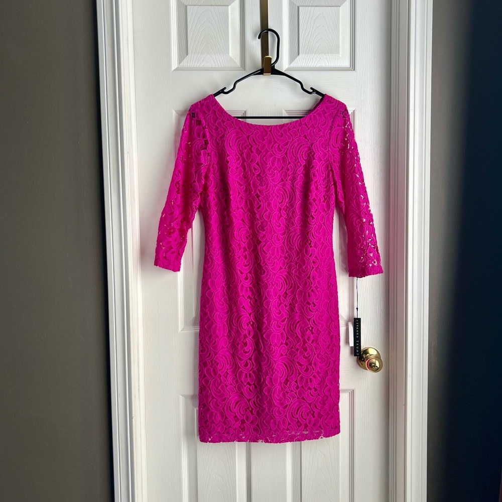 Fuchsia Lace Dress 3/4 sleeves